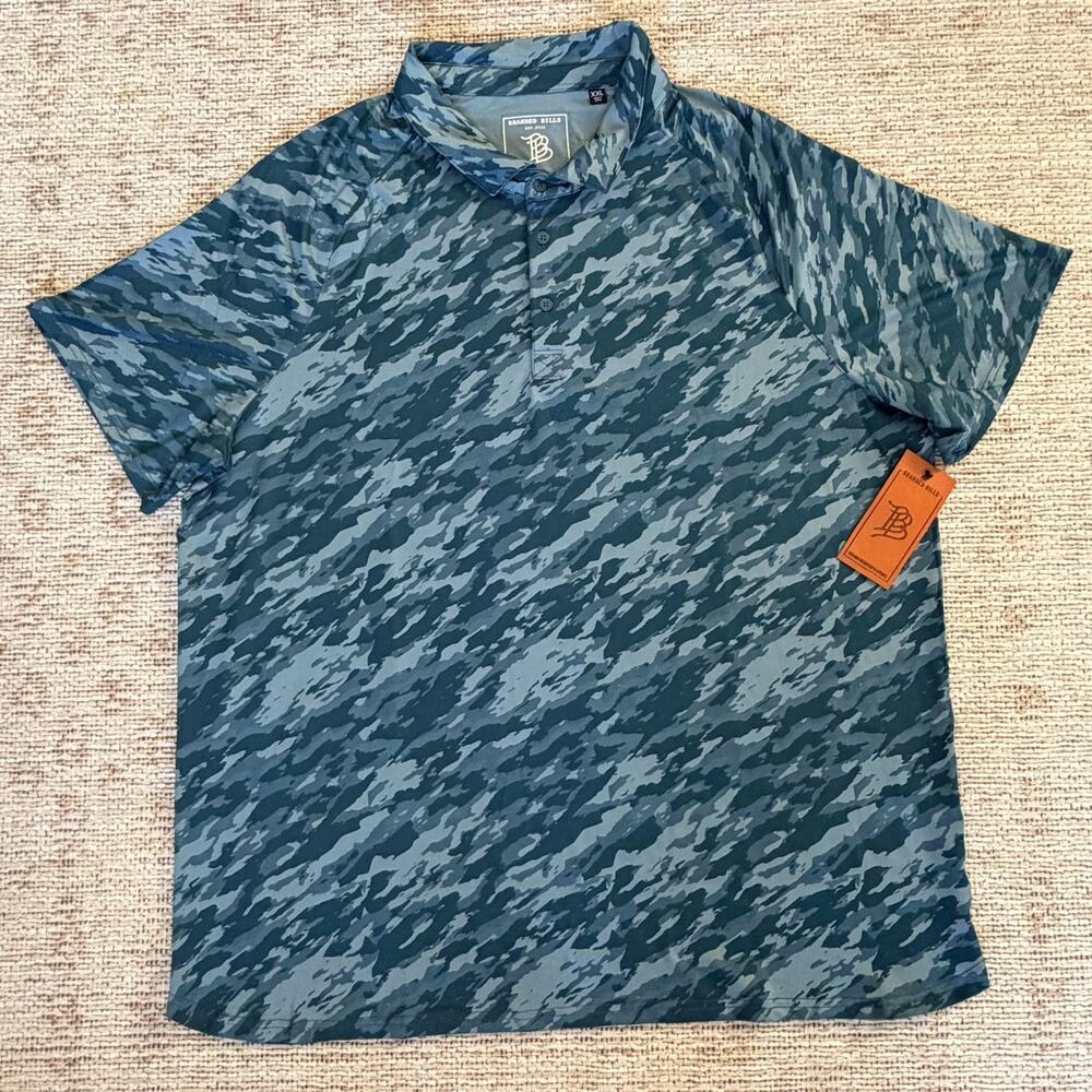 Branded Bills Performance Polo Size XXL Blue Camo Golf Shirt